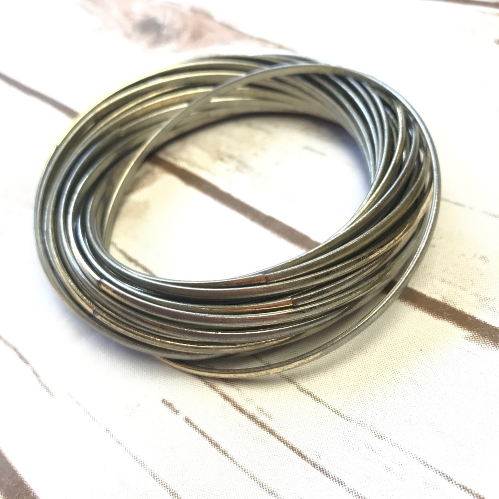 Silver Many Bangle Stack Boho Infinity Bracelet - image 2